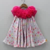 Fashion Floral Printed Rose Flowers Adorned Grey Dress Dresses & Sets | Dresses