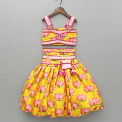 Online Floral Printed Strappy Crop Top With Lehenga And Matching Hairband Ethnic Wear | Lehengas & Ghagras