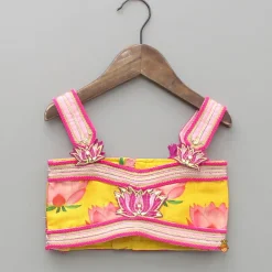 Online Floral Printed Strappy Crop Top With Lehenga And Matching Hairband Ethnic Wear | Lehengas & Ghagras