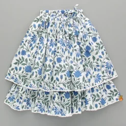 Fashion Floral Printed Top And Layered Lehenga Ethnic Wear | Lehengas & Ghagras