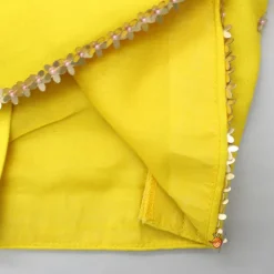 Hot Floral Sequined Yellow Top And Cow Tassels Enhanced Pleated Lehenga With Dupatta Ethnic Wear | Lehengas & Ghagras