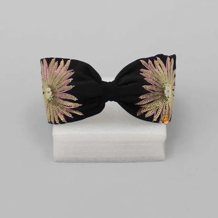 Sale Floral Sequin-Embroidered Black Hair Band Hair Accessories | Hair Bands