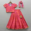 Sale Floral Sequins Embellished Printed Pink Top And Lehenga With Pearls Lace Detail Dupatta Ethnic Wear | Lehengas & Ghagras