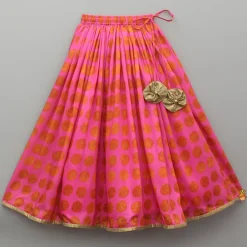 Sale Floral Sequins Embellished Printed Pink Top And Lehenga With Pearls Lace Detail Dupatta Ethnic Wear | Lehengas & Ghagras