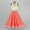 Outlet Floral Thread Embroidered Halter Neck Top And Peach Lehenga Ethnic Wear | Lehengas & Ghagras