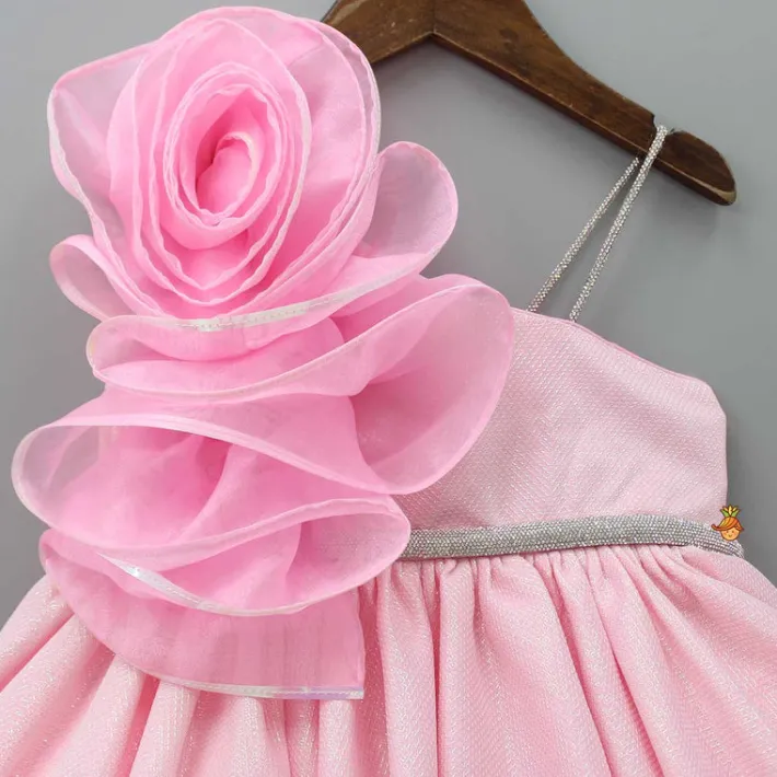 Best Flower Adorned One Shoulder Dress With Matching Hairband Dresses & Sets | Dresses