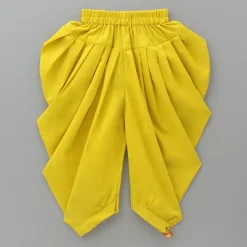 Hot Flower And Leaf Printed Mustard Yellow Kurta And Dhoti BOY Indian Ethnic Wear | Ethnic Sets