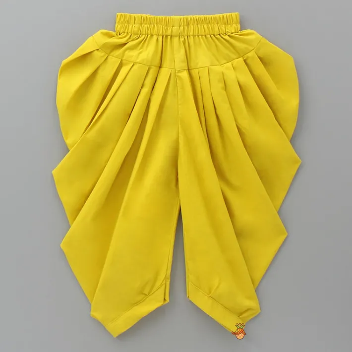 Hot Flower And Leaf Printed Mustard Yellow Kurta And Dhoti BOY Indian Ethnic Wear | Ethnic Sets