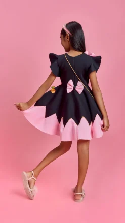 Best Flower Embellished Black Dress With Sling Bag Dresses & Sets | Dresses