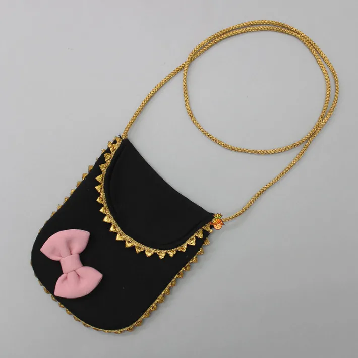 Best Flower Embellished Black Dress With Sling Bag Dresses & Sets | Dresses
