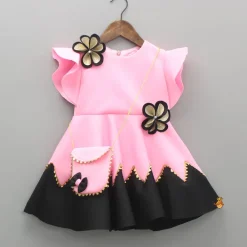 New Flower Embellished Pink Dress With Sling Bag Dresses & Sets | Dresses