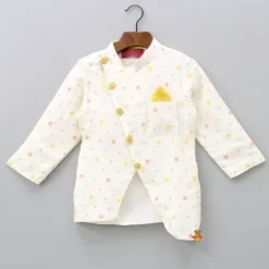 Hot Flowers And Sequins Embellished Off White Kurta With Dhoti BOY Indian Ethnic Wear | Ethnic Sets