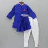Discount Flowers Embellished Pleated Asymmetric Blue Sherwani And Churidar BOY Indian Ethnic Wear | Sherwani Sets