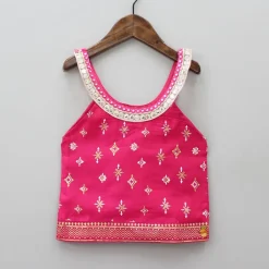 Outlet Foil Printed And Abhla Work Stylish Top With Box Pleated Palazzo Ethnic Wear | Palazzos & Shararas