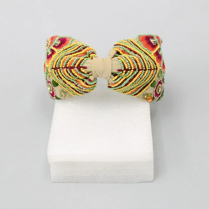 Clearance French Crepe Beige Floral Hair Band Hair Accessories | Hair Bands