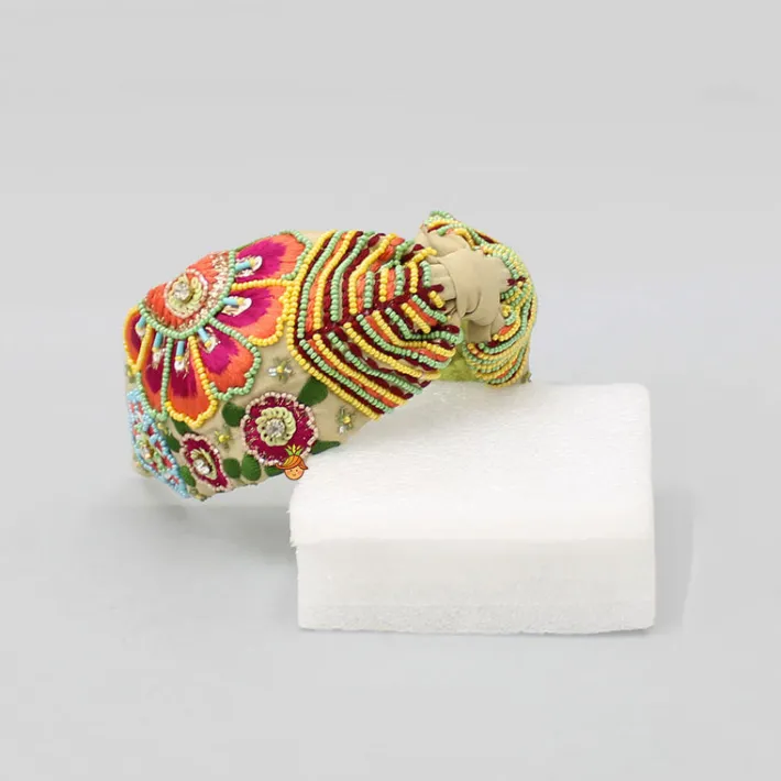 Clearance French Crepe Beige Floral Hair Band Hair Accessories | Hair Bands