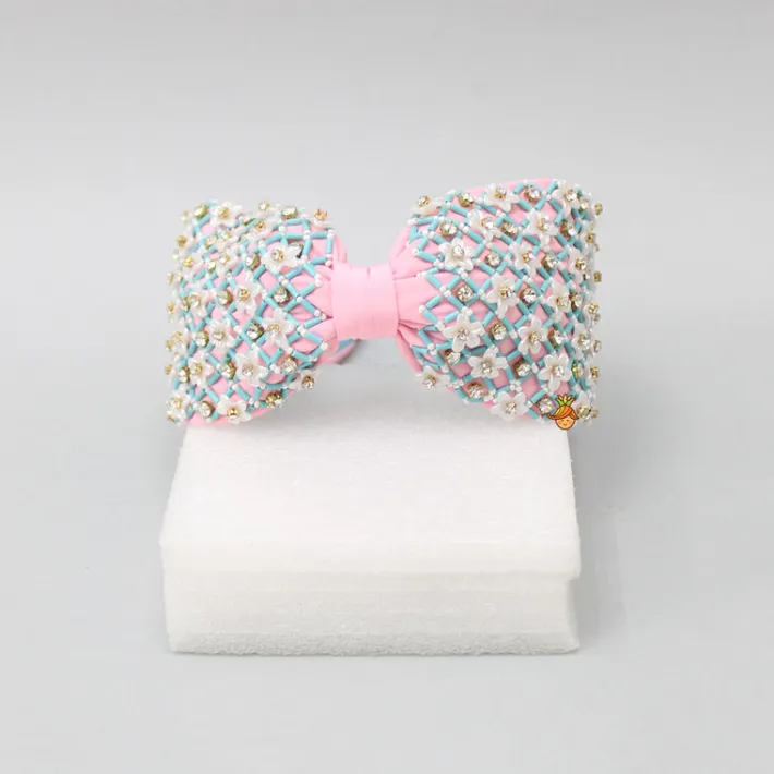 Best French Crepe Dual Tone Checks Embroidered Hair Band Hair Accessories | Hair Bands
