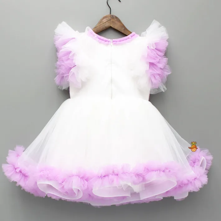 Best Frilly Flower Enhanced Dress With Matching Hairclip Dresses & Sets | Dresses
