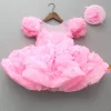 Best Frilly Pink Dress With Detachable Bow And Matching Swirled Headbow Dresses & Sets | Dresses