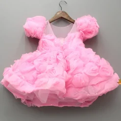 Best Frilly Pink Dress With Detachable Bow And Matching Swirled Headbow Dresses & Sets | Dresses