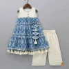 Discount Fringed Hem Flared Dual Tone Kurti And Off White Palazzo Twinning Sets | Ethnic Wear