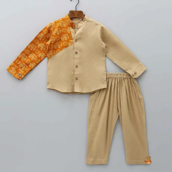 Clearance Front Open Brown Shirt And Pant BOY Indian Ethnic Wear | Ethnic Sets