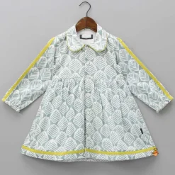 New Front Open Collar Neck Green And White Dress Twinning Sets | Dresses & Sets