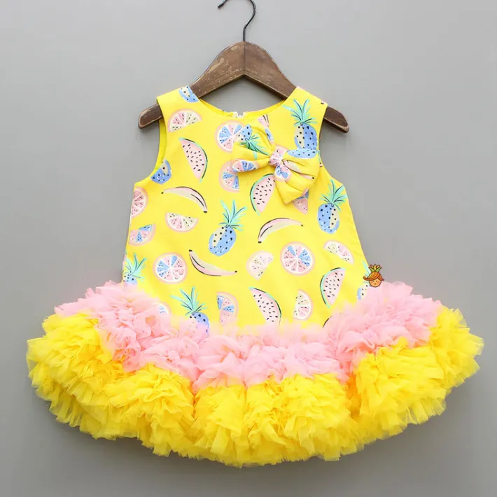Discount Fruit Printed Dress With Ruffle Hem Dresses & Sets | Dresses