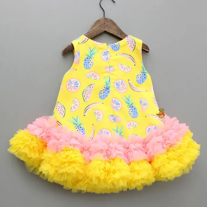 Discount Fruit Printed Dress With Ruffle Hem Dresses & Sets | Dresses