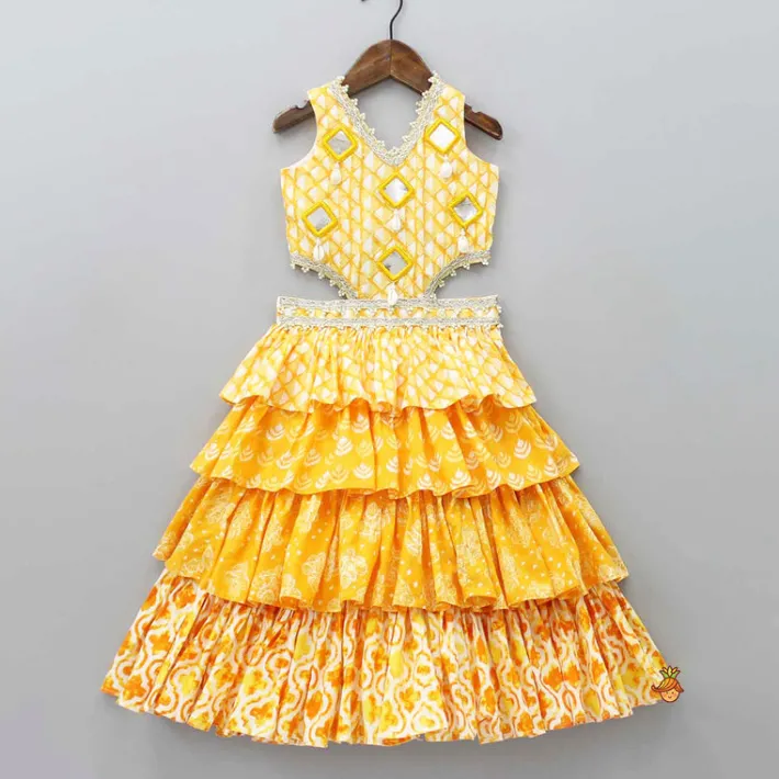 Sale Fuax Mirror Work Ruffle Kurti Ethnic Wear | Kurtis & Jumpsuits