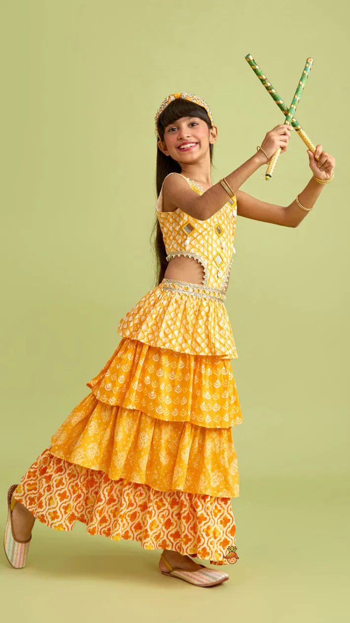 Sale Fuax Mirror Work Ruffle Kurti Ethnic Wear | Kurtis & Jumpsuits