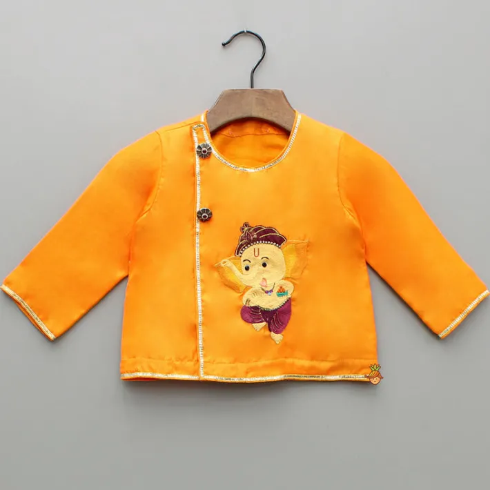 Clearance Ganesh Embroidered Kurta And Checks Dhoti BOY Indian Ethnic Wear | Ethnic Sets
