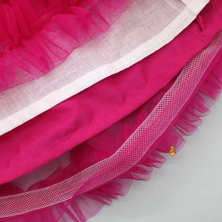 Best Glamorous Pink Layered Frilled Dress With Hair Clip Dresses & Sets | Dresses