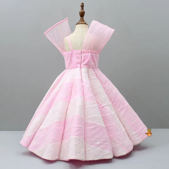 Hot Glitters Enhanced Strappy Pink Gown Dresses & Sets | Gowns
