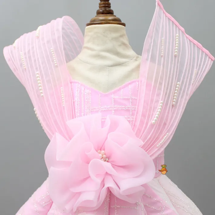 Hot Glitters Enhanced Strappy Pink Gown Dresses & Sets | Gowns