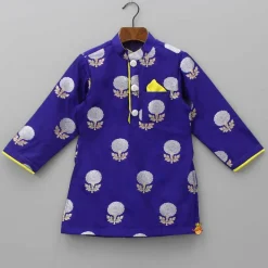 Sale Glorious Purple Brocade Kurta And Yellow Dhoti BOY Indian Ethnic Wear | Ethnic Sets