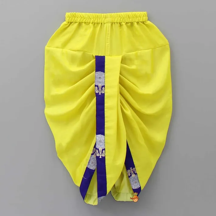 Sale Glorious Purple Brocade Kurta And Yellow Dhoti BOY Indian Ethnic Wear | Ethnic Sets