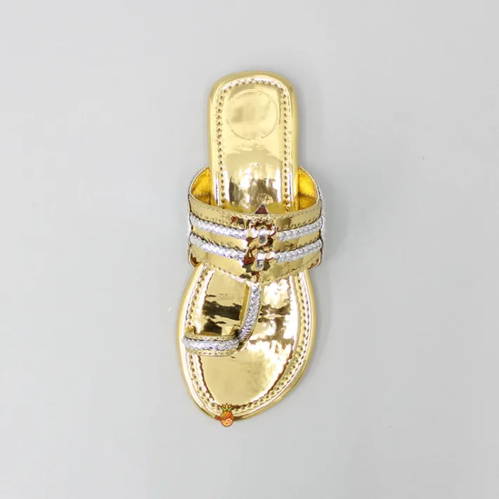 Outlet Golden And Silver Dual Tone Kolhapuri Flats Shoes