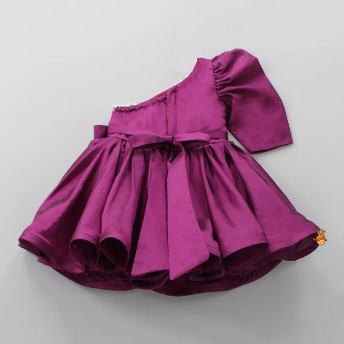 Sale Gorgeous One Shoulder Bow Enhanced Flared Dress Dresses & Sets | Dresses