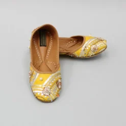 Best Gota Lace And Pearl Adorned Yellow Jutti Shoes