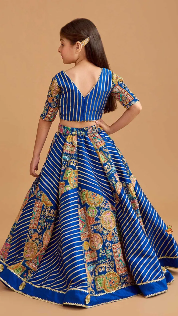 Clearance Gota Lace Detail Charming Blue Top And Lehenga With Net Dupatta Ethnic Wear | Lehengas & Ghagras