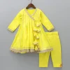 Online Gota Lace Detailed Angarkha Style Yellow Kurti And Pant Ethnic Wear | Churidars & Salwars