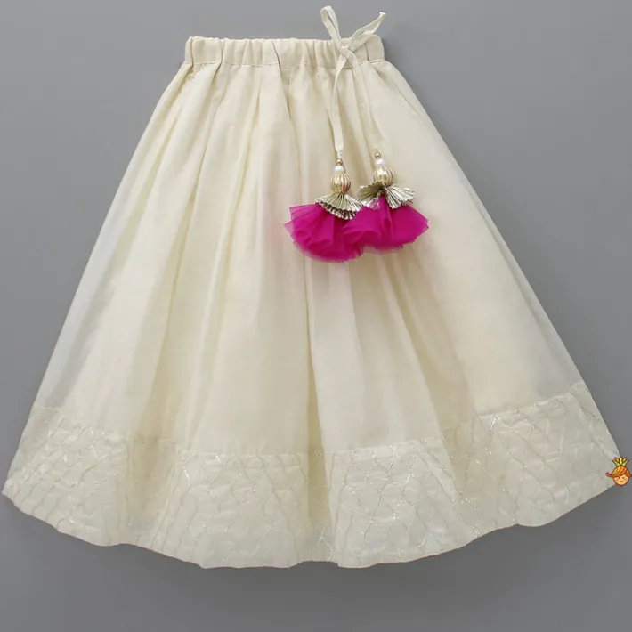New Gota Lace Detailed Top With Net Drapes And Lehenga Ethnic Wear | Lehengas & Ghagras