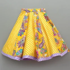 Sale Gota Lace Detailed Yellow Top And Lehenga With Pink Net Dupatta Ethnic Wear | Lehengas & Ghagras