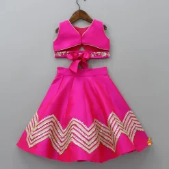Outlet Gota Lace Enhanced Pink Top And Lehenga With Net Dupatta Ethnic Wear | Lehengas & Ghagras