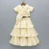 Fashion Gota Lace Work Top And Layered Lehenga With Attached Pleated Dupatta Ethnic Wear | Lehengas & Ghagras
