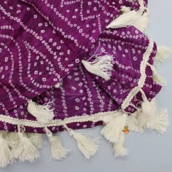Outlet Gota Lace Work Yoke Bandhani Printed Fringes Purple Top And Sharara Ethnic Wear | Palazzos & Shararas