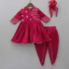 Sale Gota Lacework Detail Pink Kurti And Tulip Dhoti With Matching Dupatta Ethnic Wear | Lehengas & Ghagras