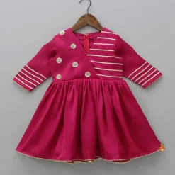 Sale Gota Lacework Detail Pink Kurti And Tulip Dhoti With Matching Dupatta Ethnic Wear | Lehengas & Ghagras