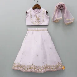 New Gota Work Detail Lilac Top And Lehenga With Net Dupatta Ethnic Wear | Lehengas & Ghagras